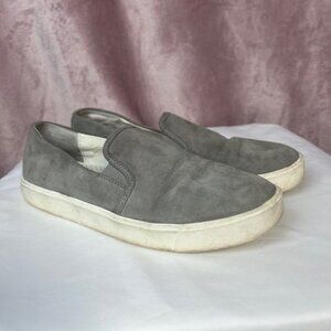Sam Edelman Womens Gray Suede Slip On Comfy Casual Distressed Shoes Size 8